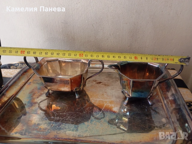 Посребрена сервиз арт деко, снимка 6 - Други ценни предмети - 54589974