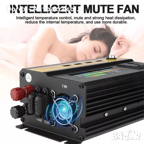 Инвертор преобразувател на напрежение с цифров дисплей от 12V на 220V 5000W, снимка 4 - Аксесоари и консумативи - 54192046