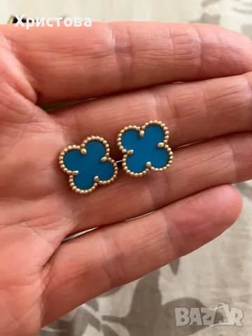 Златни обеци Van Cleef 14k.,4,30гр., снимка 2 - Обеци - 55326239