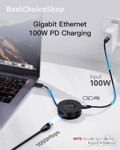 FORIDA - 7 in 1 Мини USB C докинг станция, снимка 9 - Кабели и адаптери - 54153774