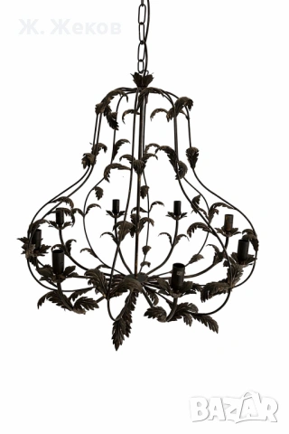 Кован винтидж полилей с осем лампи, снимка 2 - Полилеи - 54014886