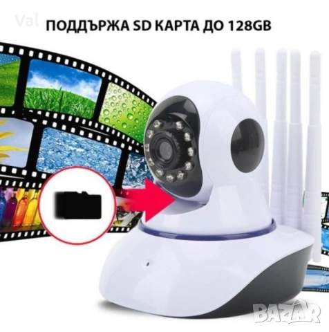 Домашна Wi-Fi камера за видеонаблюдение с 5 антени – 2MP HD 1080P, снимка 4 - IP камери - 55167862