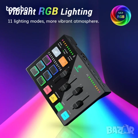 Нов Гейминг аудио интерфейс и миксер TONOR TX310 – RGB, XLR, за стрийминг , снимка 6 - Ресийвъри, усилватели, смесителни пултове - 54560274