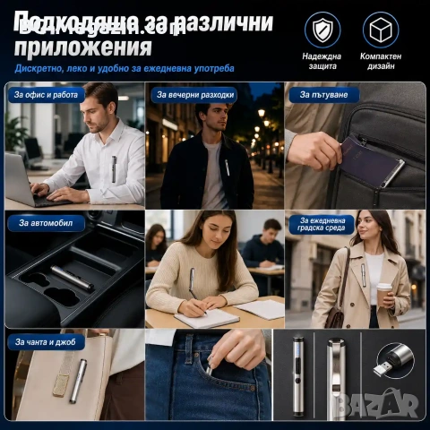 Малък джобен електрошок под формата на химикал за самозащита самоотбрана от нападение на жени дамски, снимка 3 - Оборудване и аксесоари за оръжия - 51014838