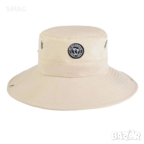 Дамска bucket шапка екрю с метални капси и patch_1235412, снимка 3 - Шапки - 54882404