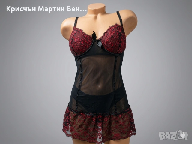 Изкусителна дамска нощница в черно и бордо с дантела , снимка 4 - Корсети, бюстиета, топове - 54963932