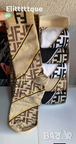 6 чифта в кутия чорапи nike fendi louis vuitton Adidas , снимка 6 - Дамски чорапи - 54981673