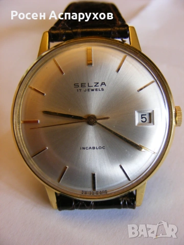 Прекрасен Selza 17 Jewels Incabloc Swiss Made, снимка 7 - Мъжки - 54763902