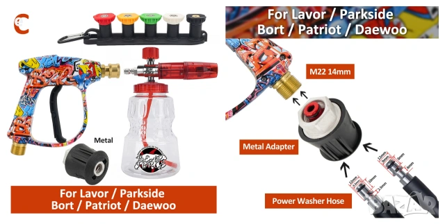 Комплект за водоструйка с пеногенератор и пистолет за Karcher , Bosch , Lavor , Parkside , STIHL др., снимка 4 - Други инструменти - 54980401