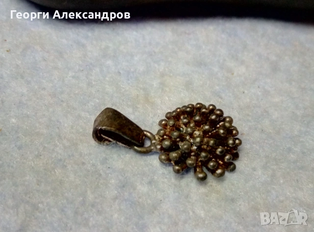 Стар СРЕБЪРЕН МЕДАЛЬОН - ТАРАЛЕЖ Оксидирано СРЕБРО 925, снимка 3 - Колиета, медальони, синджири - 54307704