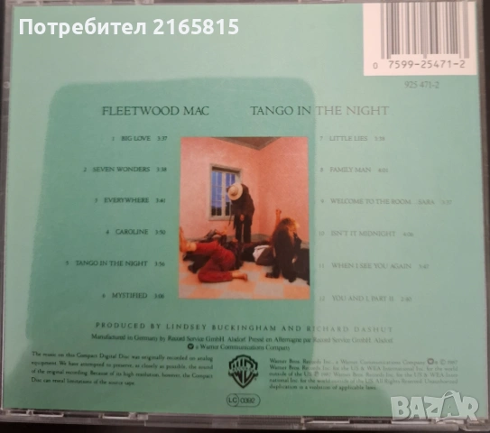 Fleetwood  Mac   Tango in the  night  cd album, снимка 2 - CD дискове - 54837487