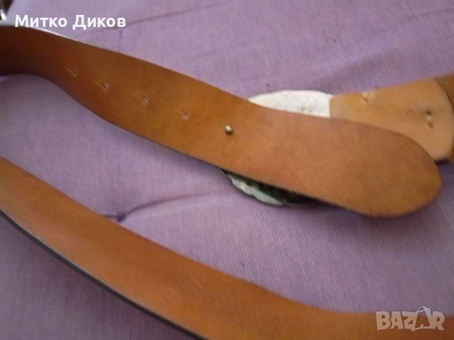La Martina оригинален колан естествена кожа с масивна метална тока 107 см на 4 см, снимка 3 - Колани - 54244660