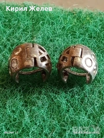 Винтидж сребърни обеци с инкростация на кристали 54177, снимка 3 - Обеци - 54006030