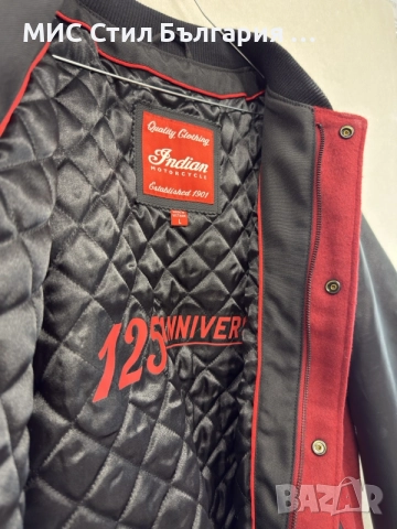 Яке BOMBER INDIAN 125th Varsity Jacket Red, снимка 6 - Якета - 55360959