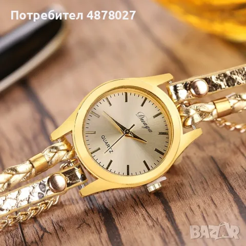 Дамски ръчен часовник тип гривна с верижки за увиване около китката. Цветове - бял или златен., снимка 4 - Дамски - 55499139