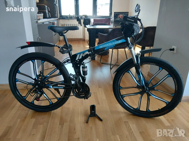 Велосипед Crosslander Compact Elegance 26″ Лeти Капли, Сгъваем Черно/Синьо, снимка 6 - Велосипеди - 55269097