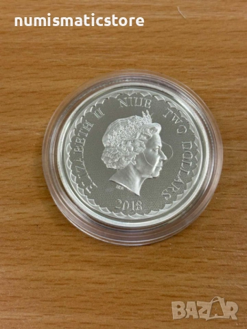 Ниуе 2018 - 2 долара - Два дракона, 1 OZ - Сребърна монета, снимка 4 - Нумизматика и бонистика - 54497059