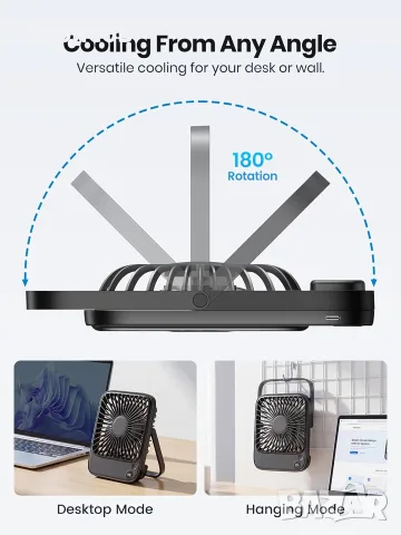 Комплект от 2 броя преносими настолни вентилатори TOPK (TOPK 2-Pack Portable Desk Fan), снимка 6 - Вентилатори - 55643957
