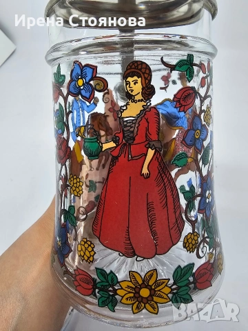 Колекционерска бирена халба от немски тип (stein) с калаен капак, произведена в Западна Германия,BMF, снимка 13 - Антикварни и старинни предмети - 54344061