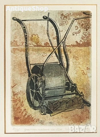 Стара картина, суха игла, литография, офорт, графика, подписана. Warner Hemstede, снимка 2 - Картини - 55279174