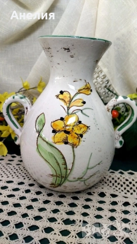 Ваза( кана) амфора ръчно изрисувана от Италия , снимка 4 - Декорация за дома - 54213260