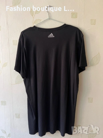 Adidas черна дамска памучна тениска L размер 🖤, снимка 4 - Тениски - 54961572