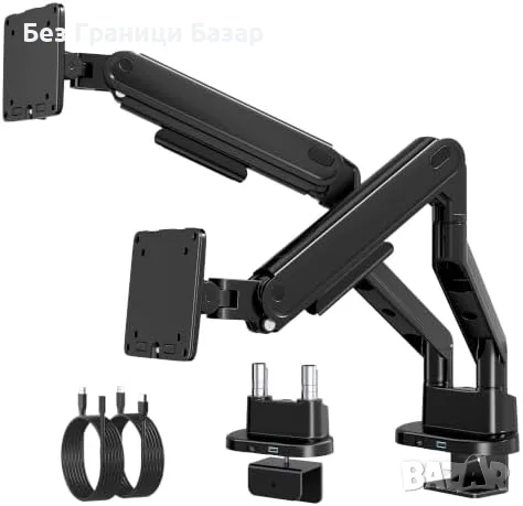 Нова стойка Двойно рамо за монитор 17-40" алуминий USB-C USB-A VESA 75x75 100x100