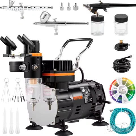 VEVOR професионален аерограф 120W – Airbrush комплект за нокти, модели и рисуване