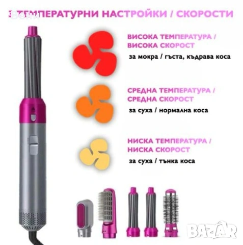 маша за коса с 5 приставки, снимка 3 - Маши за коса - 55194736