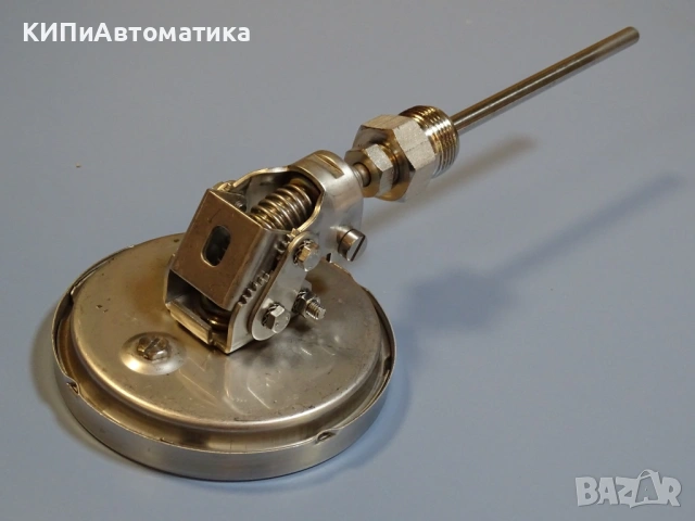 биметален термометър NUOVA FIMA Ø130 mm G1/2 KL1 0/+120°C L-130mm, снимка 4 - Резервни части за машини - 54525632