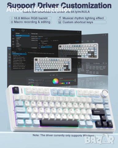 Механична клавиатура AULA F75 RGB Wireless Hot Swap, снимка 4 - Клавиатури и мишки - 54875129