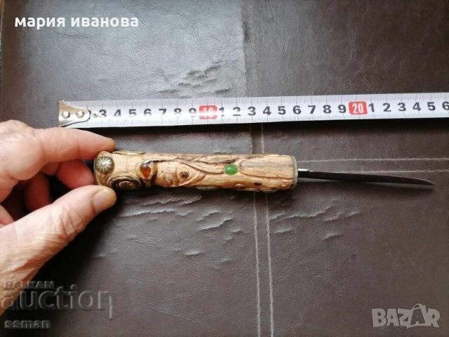 нож с дървена дръжка и украси с камъни-1, снимка 4 - Антикварни и старинни предмети - 54939168