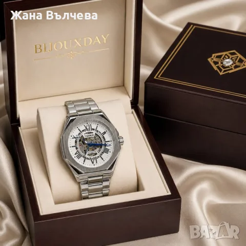 Мъжки автоматичен часовник T-GOER Roman Skeleton Silver