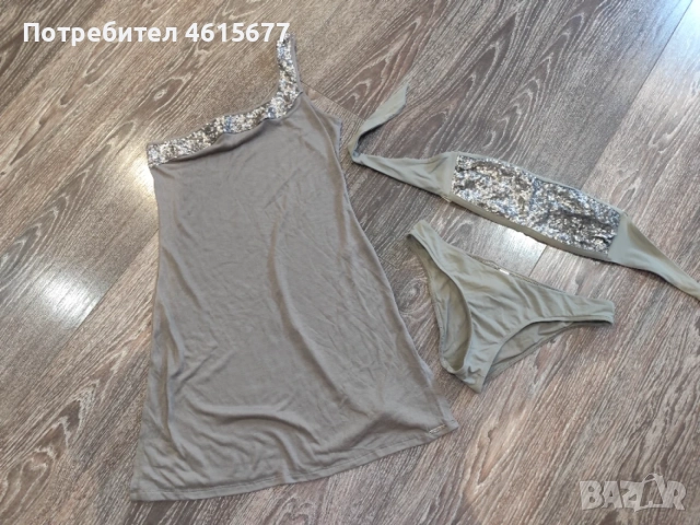 бански с пайети и рокличка за плаж, снимка 2 - Бански костюми - 55605132