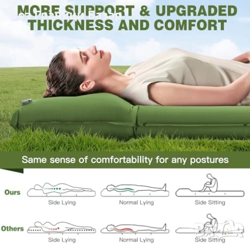 Нов Ултралек Надуваем къмпинг матрак 12 см с помпа и възглавница Легло пътуване , снимка 5 - Надуваеми легла - 54230447