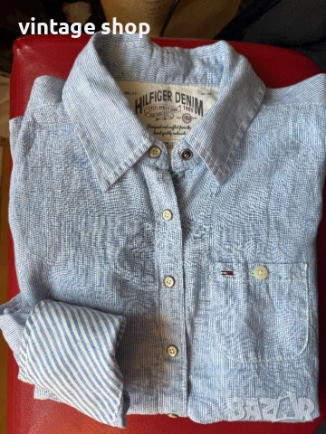 Риза морски десен райе Tommy Hilfiger, размер S/XS, снимка 10 - Ризи - 54627210
