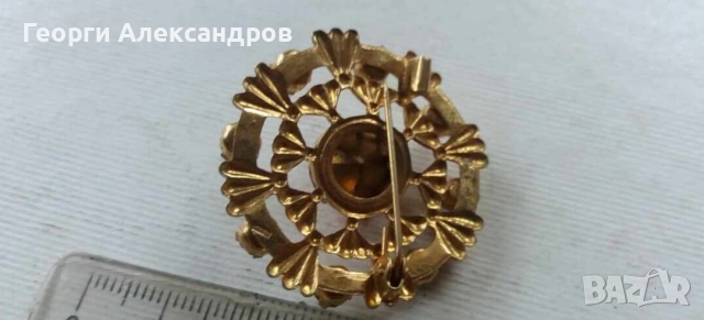 3 Старинни РАЗКОШНИ СЪВЕТСКИ ПОЗЛАТЕНИ БРОШКИ с КАМЪНИ и МАРКИРОВКИ, снимка 7 - Антикварни и старинни предмети - 55286884