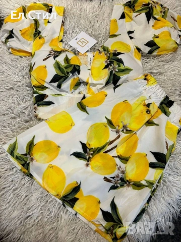💎Дамски комплект с лимони🍋 🍋Вградени подплънки 🍋Универсален размер, снимка 6 - Комплекти - 54055686