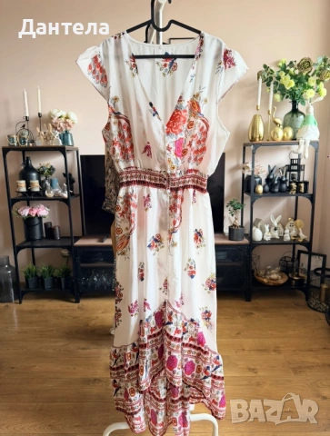 Нова лятна бохемска рокля с флорален принт и волани