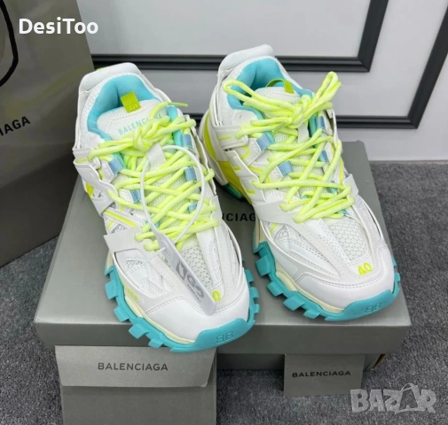 Balenciaga Track Sneaker "White/Neon Yellow/Light Blue" , снимка 4 - Маратонки - 54348714