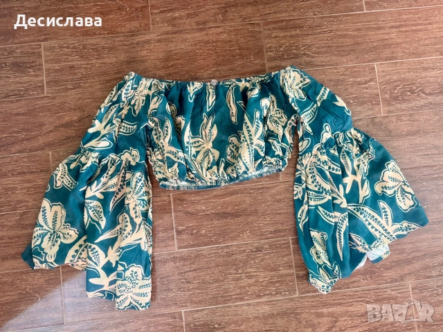 Бюстие от лен BSB с широки ръкави, снимка 4 - Корсети, бюстиета, топове - 55074722