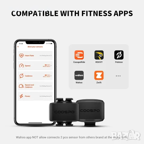 Комплект COOSPO BK9 Bluetooth/ANT+ сензори за скорост и каданс за велосипед, снимка 3 - Аксесоари за велосипеди - 55423937