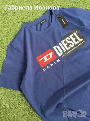 Синя мъжка тениска Diesel T-Diego Division | 100% памук | Размер L, снимка 4 - Тениски - 55509130