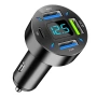 Универсално зарядно за кола с 4 USB порта + Type-C PD & QC 3.0 и дигитален волтметър, 12-24V 10009, снимка 1