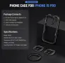 Кейдж NEEWER 15 Pro Cage [2nd Gen] за iPhone 15 pro, quick release, 67mm filter adapter, 17mm lens, снимка 7