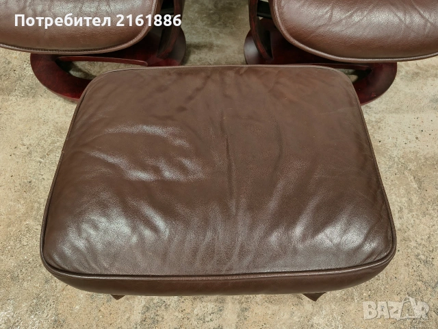 Комплект от две Relax кресла с табуретка от естествена кожа , снимка 7 - Дивани и мека мебел - 54129600
