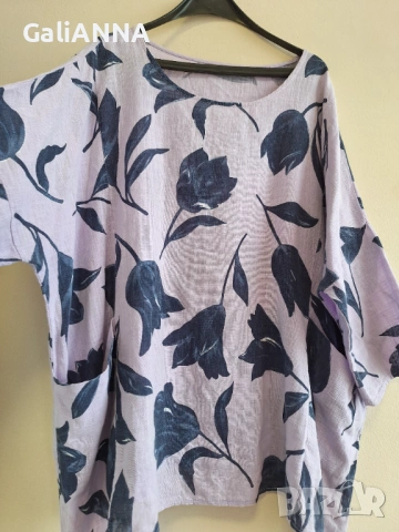 СТРАХОТНА ТУНИКА ЛЕН И ВИСКОЗА 3XL-5XL, снимка 2 - Туники - 54672742