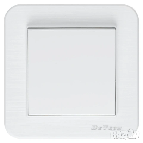 Единичен електрически ключ DeTech DE-9223-01 с рамка, 10A, 250V, за вграждане, IP20, бял, снимка 2 - Други - 54822402