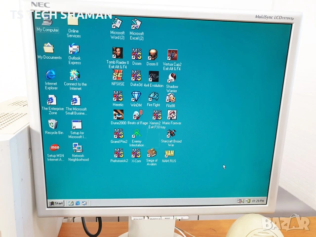 ⭐Продавам ретро компютър NEC PowerMate с инсталиран Windows 98 и 23класически игри⭐, снимка 5 - Антикварни и старинни предмети - 55062720