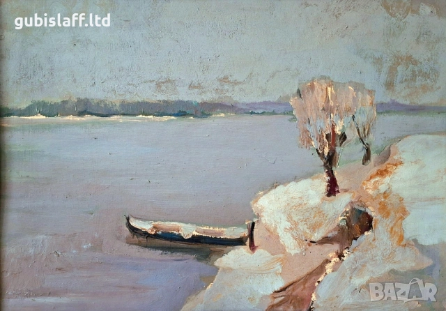 Картина, пейзаж, лодка, худ. Й. Парашкевов (1934-1987), снимка 2 - Картини - 54452747